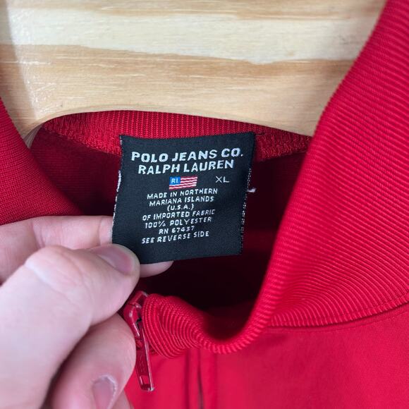 Vintage 90s y2k Mens XL Polo Ralph Lauren Jeans USA Red Track full zip up jacket - Picture 4 of 8